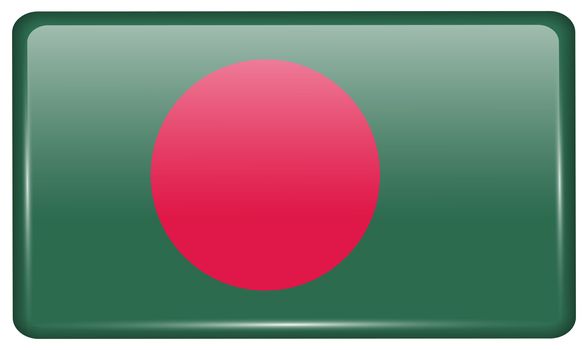 Flags of Bangladesh in the form of a magnet on refrigerator with reflections light. illustration