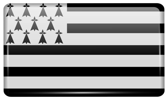 Flags of Brittany in the form of a magnet on refrigerator with reflections light. illustration