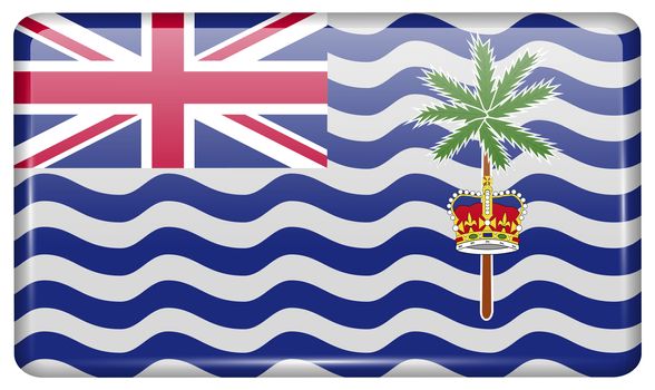 Flags of British Indian Ocean Territory in the form of a magnet on refrigerator with reflections light. illustration