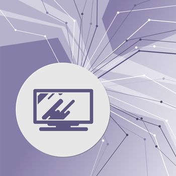 Computer, monitor icon on purple abstract modern background. The lines in all directions. With room for your advertising. illustration