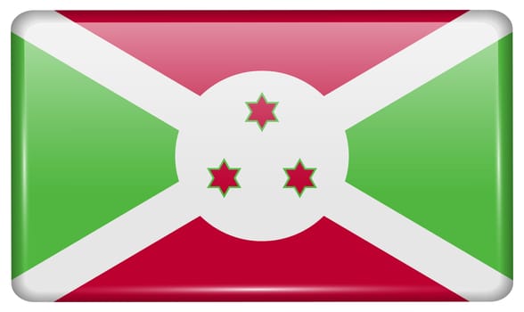 Flags of Burundi in the form of a magnet on refrigerator with reflections light. illustration