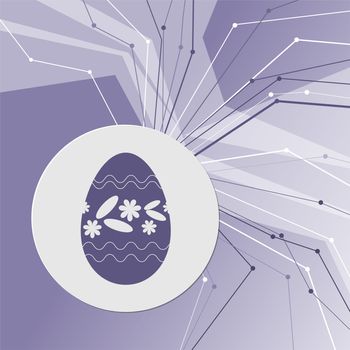 Easter egg icon on purple abstract modern background. The lines in all directions. With room for your advertising. illustration