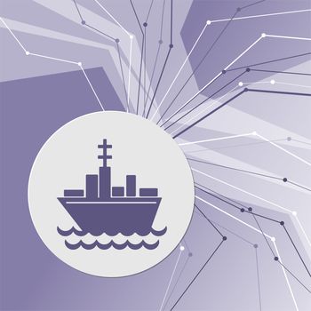 Ship boat icon on purple abstract modern background. The lines in all directions. With room for your advertising. illustration