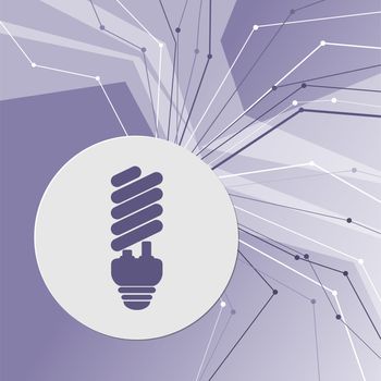 Energy saving light bulb icon on purple abstract modern background. The lines in all directions. With room for your advertising. illustration