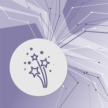 firework icon on purple abstract modern background. The lines in all directions. With room for your advertising. illustration