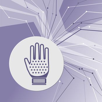 gloves icon on purple abstract modern background. The lines in all directions. With room for your advertising. illustration