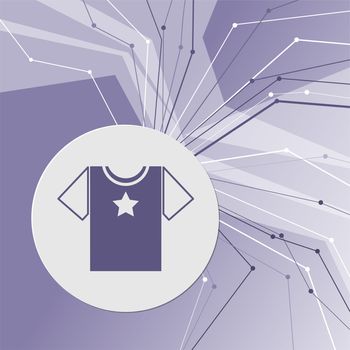 t-shirt icon on purple abstract modern background. The lines in all directions. With room for your advertising. illustration