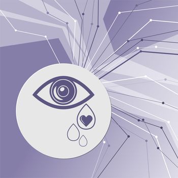 Eye Tears Icon on purple abstract modern background. The lines in all directions. With room for your advertising. illustration
