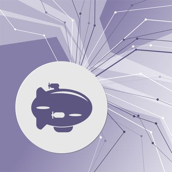 Airship Icon on purple abstract modern background. The lines in all directions. With room for your advertising. illustration