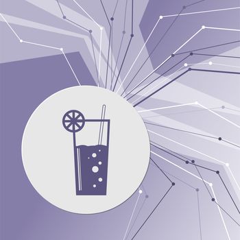 Cocktail Icon on purple abstract modern background. The lines in all directions. With room for your advertising. illustration