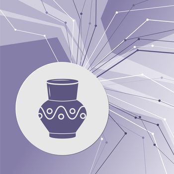 Vase, amphora icon on purple abstract modern background. The lines in all directions. With room for your advertising. illustration