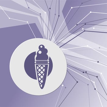 Ice Cream icon on purple abstract modern background. The lines in all directions. With room for your advertising. illustration