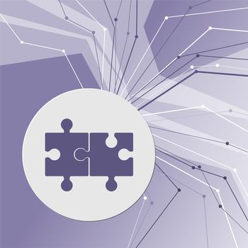 puzzle icon on purple abstract modern background. The lines in all directions. With room for your advertising. illustration