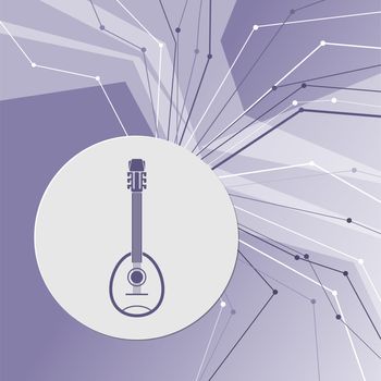 Guitar, music instrument icon on purple abstract modern background. The lines in all directions. With room for your advertising. illustration