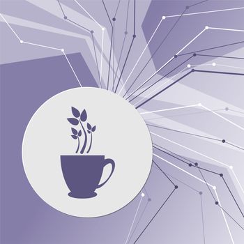 green tea icon on purple abstract modern background. The lines in all directions. With room for your advertising. illustration