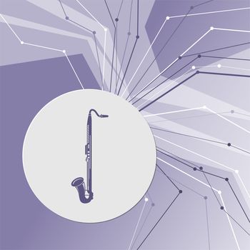 Saxophone icon on purple abstract modern background. The lines in all directions. With room for your advertising. illustration