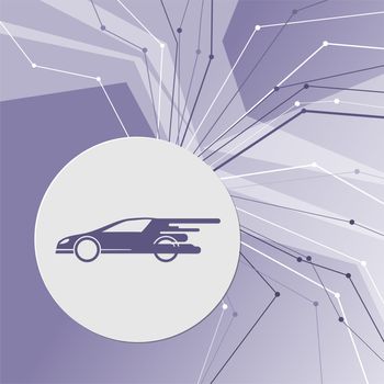 Super Car icon on purple abstract modern background. The lines in all directions. With room for your advertising. illustration