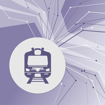 Train icon on purple abstract modern background. The lines in all directions. With room for your advertising. illustration