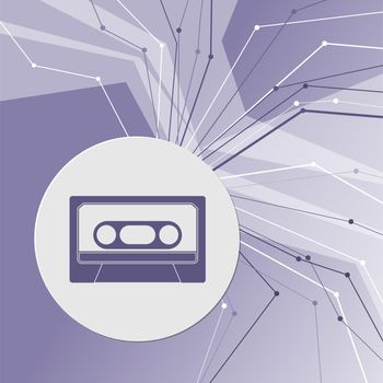 Cassette icon on purple abstract modern background. The lines in all directions. With room for your advertising. illustration