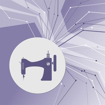 Sewing Machine icon on purple abstract modern background. The lines in all directions. With room for your advertising. illustration