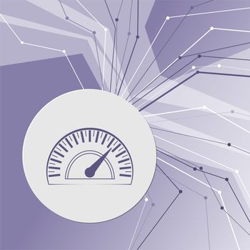 Speedometer icon on purple abstract modern background. The lines in all directions. With room for your advertising. illustration