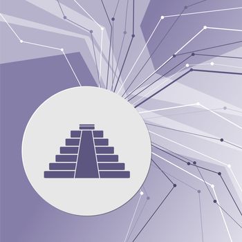 pyramid icon on purple abstract modern background. The lines in all directions. With room for your advertising. illustration
