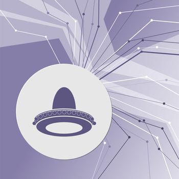 cowboy hat icon on purple abstract modern background. The lines in all directions. With room for your advertising. illustration