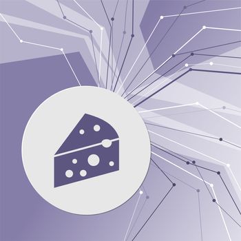 Cheese icon on purple abstract modern background. The lines in all directions. With room for your advertising. illustration