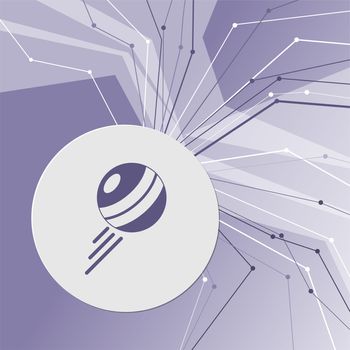 pokeball icon on purple abstract modern background. The lines in all directions. With room for your advertising. illustration