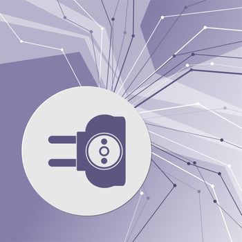 socket icon on purple abstract modern background. The lines in all directions. With room for your advertising. illustration