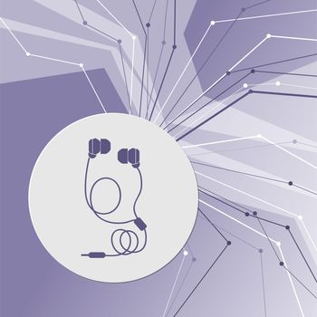 Headphones icons on purple abstract modern background. The lines in all directions. With room for your advertising. illustration