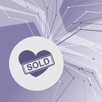 Heart icon on purple abstract modern background. The lines in all directions. With room for your advertising. illustration