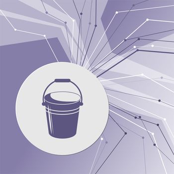 Bucket icon on purple abstract modern background. The lines in all directions. With room for your advertising. illustration
