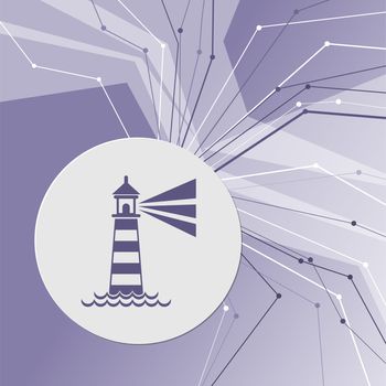 Lighthouse icon on purple abstract modern background. The lines in all directions. With room for your advertising. illustration