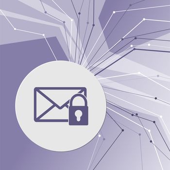 Secret mail icon on purple abstract modern background. The lines in all directions. With room for your advertising. illustration