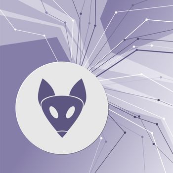 Fox icon on purple abstract modern background. The lines in all directions. With room for your advertising. illustration