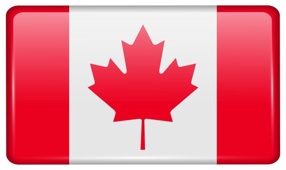 Flags of Canada in the form of a magnet on refrigerator with reflections light. illustration
