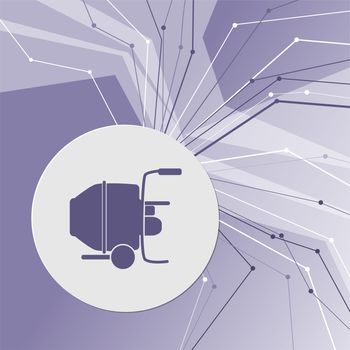 Concrete mixer icon on purple abstract modern background. The lines in all directions. With room for your advertising. illustration