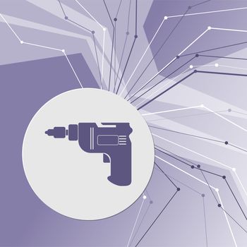 Screwdriver, power drill icon on purple abstract modern background. The lines in all directions. With room for your advertising. illustration