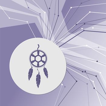 Dreamcatcher icon on purple abstract modern background. The lines in all directions. With room for your advertising. illustration