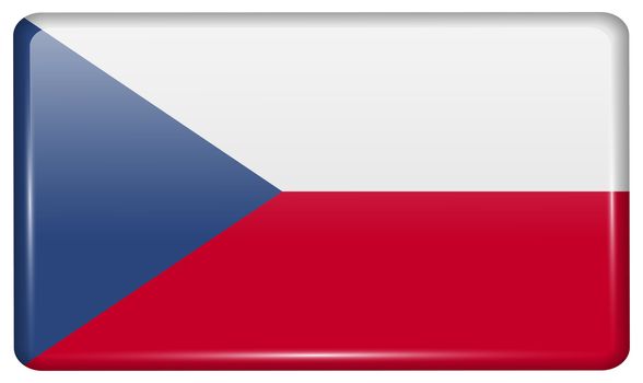 Flags of Czech Republic in the form of a magnet on refrigerator with reflections light. illustration