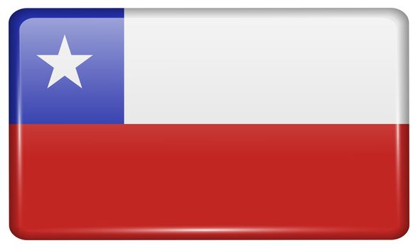 Flags of Chile in the form of a magnet on refrigerator with reflections light. illustration