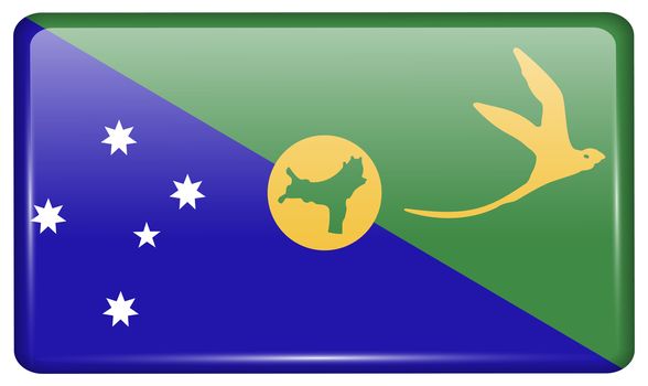 Flags of Christmas Island in the form of a magnet on refrigerator with reflections light. illustration