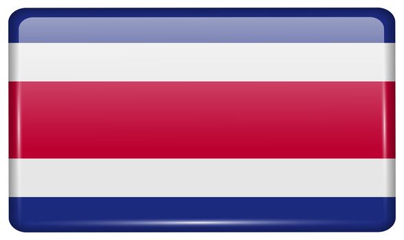 Flags of Costa Rica in the form of a magnet on refrigerator with reflections light. illustration