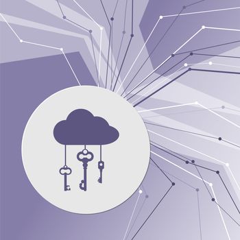 cloud computer storage with lock icon on purple abstract modern background. The lines in all directions. With room for your advertising. illustration