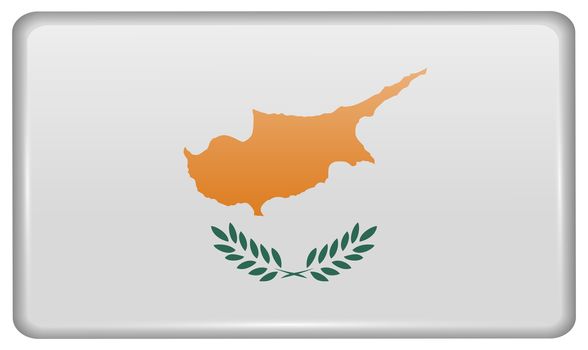 Flags of Cyprus in the form of a magnet on refrigerator with reflections light. illustration
