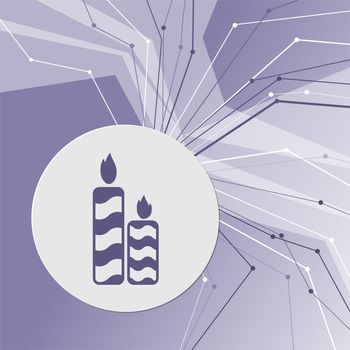 Candle icon on purple abstract modern background. The lines in all directions. With room for your advertising. illustration