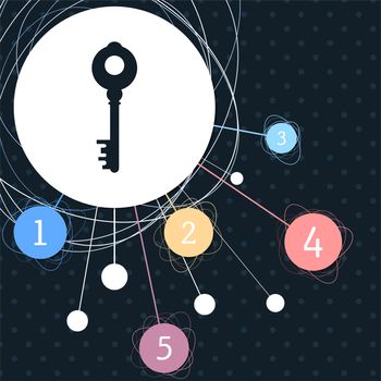 Key Icon with the background to the point and with infographic style. illustration