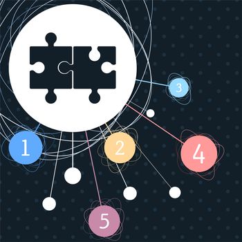 puzzle icon with the background to the point and with infographic style. illustration