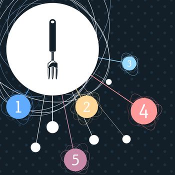 fork icon with the background to the point and with infographic style. illustration